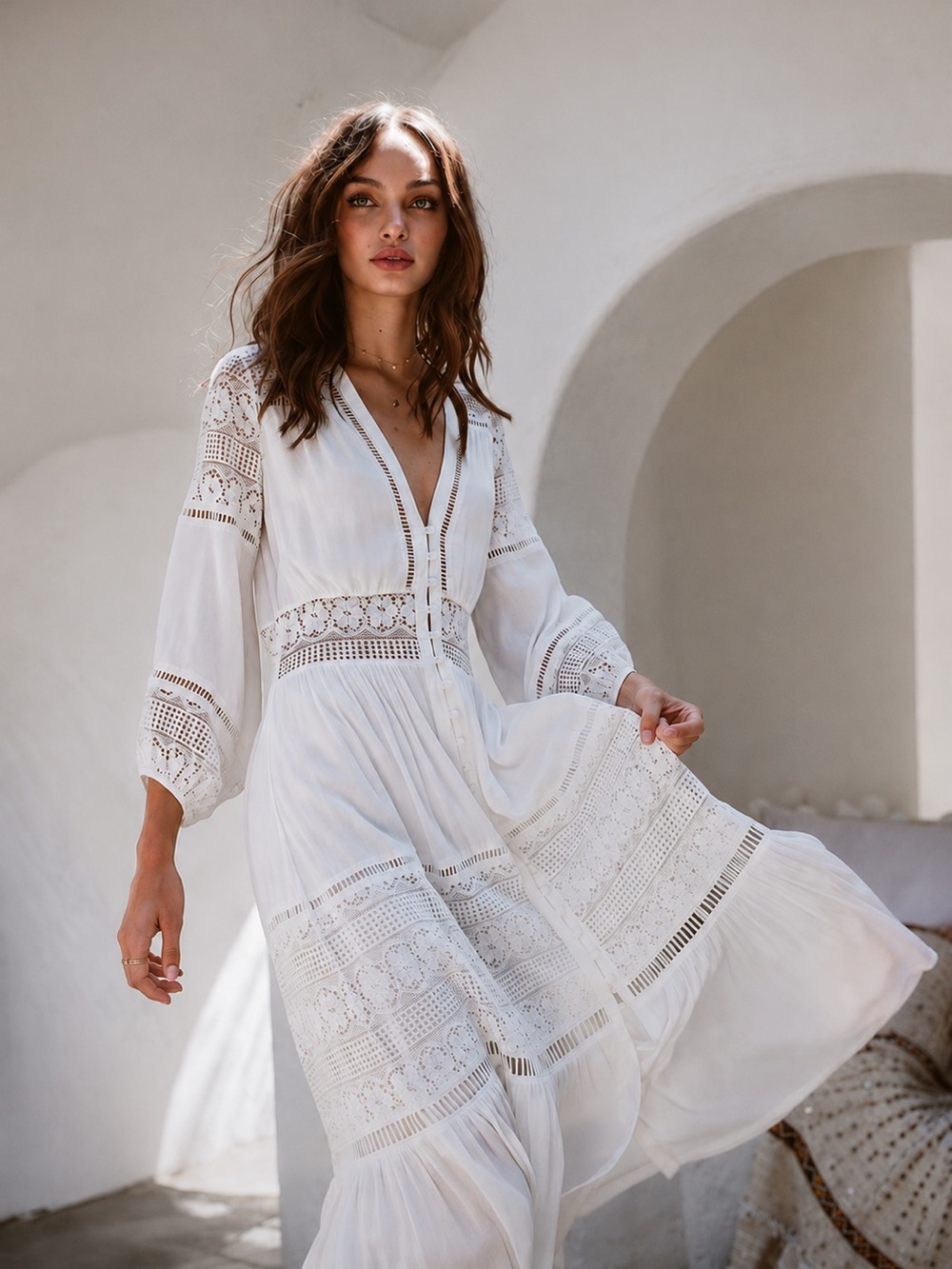 Spell Olivia Luxe Lace Midi Dress Boho Romantic Cottagecore S